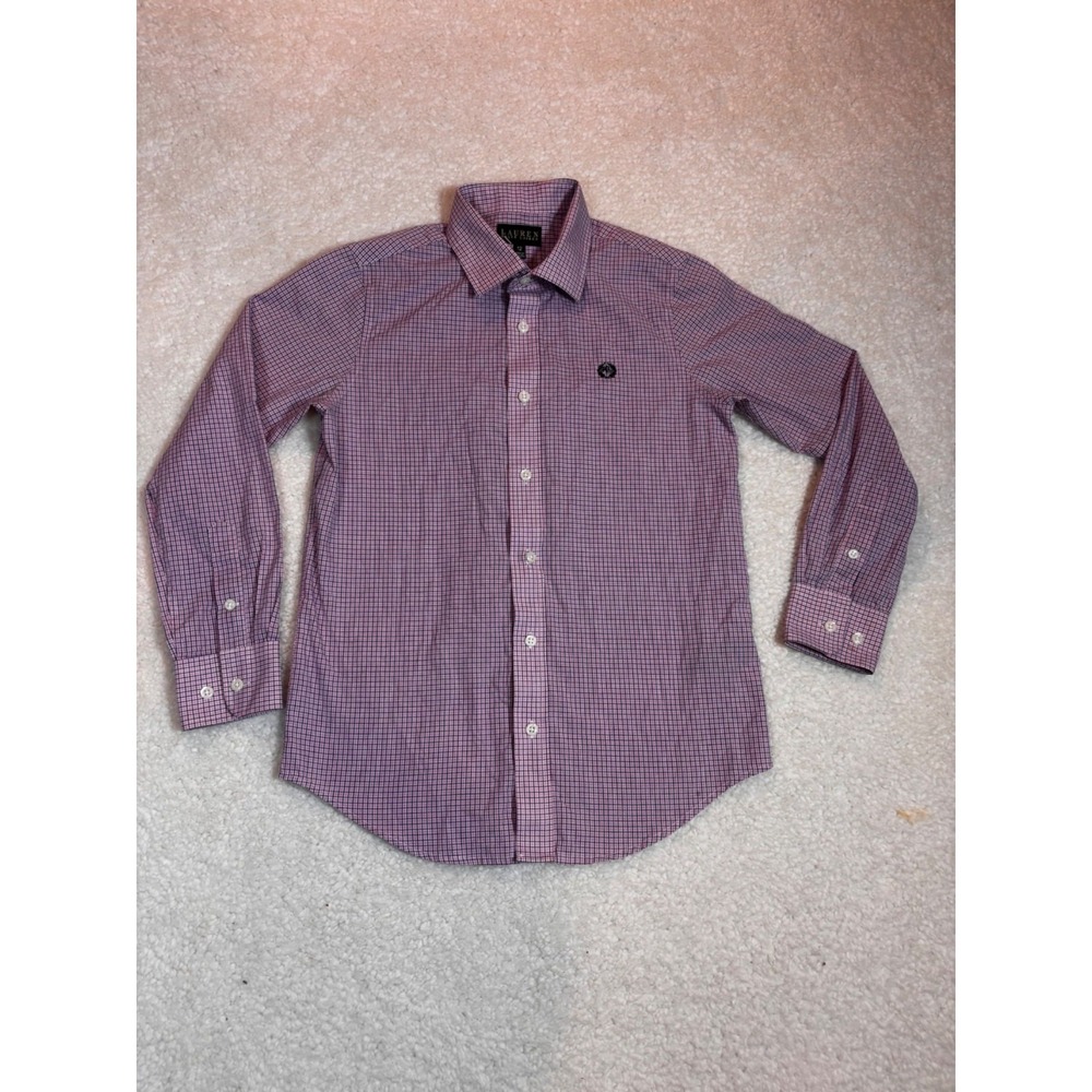 Lauren Ralph Lauren Button Down Boys 12 Red Blue Plaid Excellent Long Sleeve